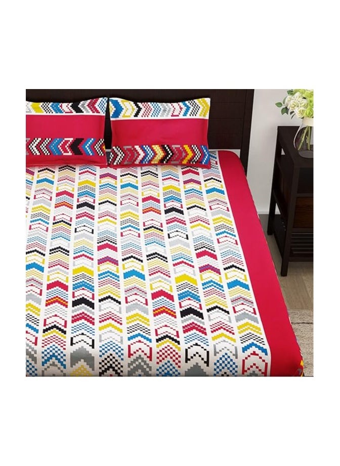 Story at Home Story at Home 152 TC 100 % Cotton Flat Double Bedsheet Set, Multi-Colour, 225 x 250cm  - Image 3