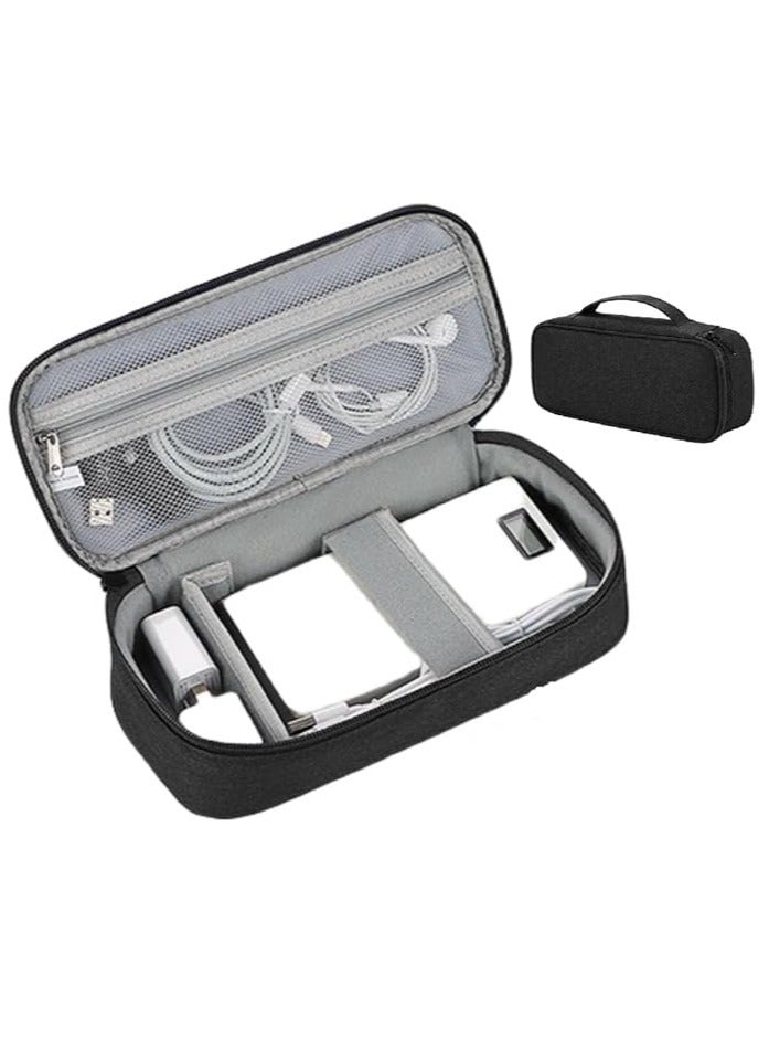 Arabest Travel Electronic Organizer, Waterproof Electronics Accessories Cases,Single Layer Travel Cable Organizer Bag,Accessories Carry Bag for USB Data Cable,Earphone Wire,Power Bank, Phone,Black - Image 1