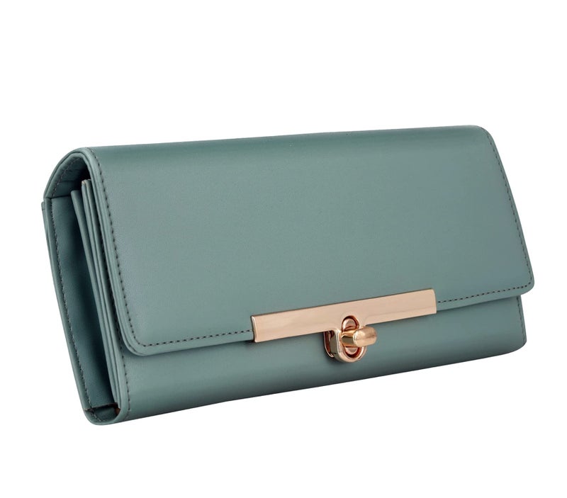 ALSU Women's Wallet | Stylish Purse for with Phone Pocket,4 Card Pocket and Multiple Compartment| Party Clutch for Girl | Lock Closure | Travel Hand Purse for Women| Office Bag for Women (Light Green) - Image 1