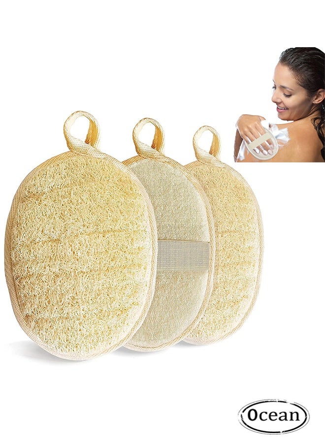 JS 3 Packs Natural Body Brush Loofah Bath, Loofah Bath Sponge Cleaning Exfoliation, Body Loofah Back Scrub - Image 1