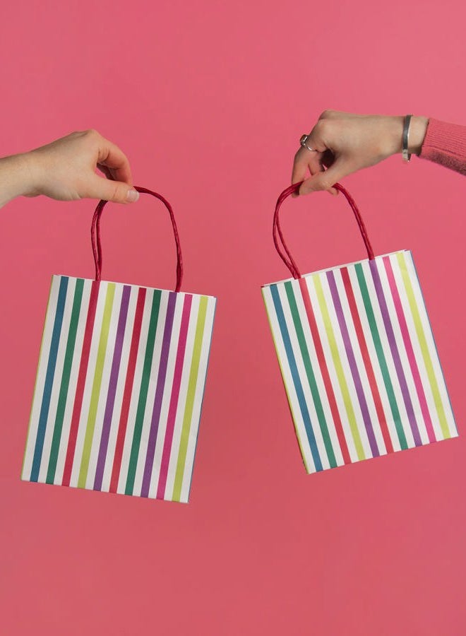 Talking Tables أكياس حفلات ملونة مخططة مع مقابض | املأها بكعكة عيد الميلاد أو الحلويات - الارتفاع 19 سم عبوة من 8 - Image 5