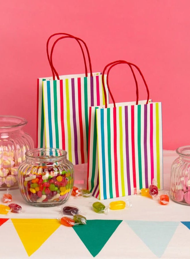 Talking Tables أكياس حفلات ملونة مخططة مع مقابض | املأها بكعكة عيد الميلاد أو الحلويات - الارتفاع 19 سم عبوة من 8 - Image 4