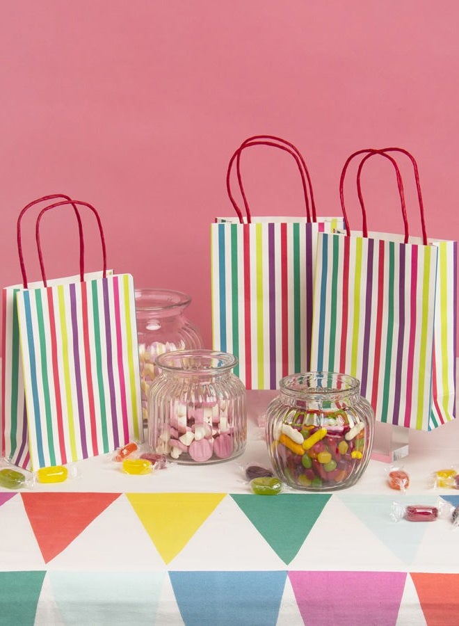 Talking Tables أكياس حفلات ملونة مخططة مع مقابض | املأها بكعكة عيد الميلاد أو الحلويات - الارتفاع 19 سم عبوة من 8 - Image 2