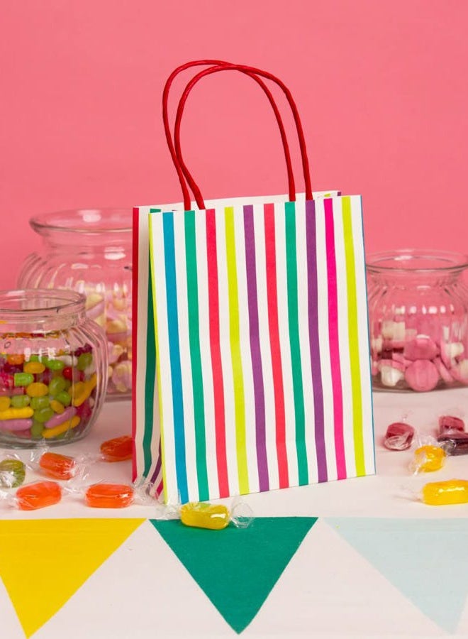 Talking Tables أكياس حفلات ملونة مخططة مع مقابض | املأها بكعكة عيد الميلاد أو الحلويات - الارتفاع 19 سم عبوة من 8 - Image 3