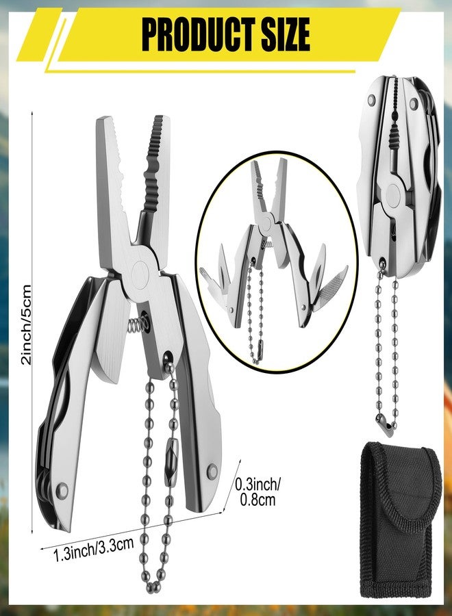 Leriton 12 Pcs Mini Pliers Bulk Christmas Party Favor Gifts for Men Stainless Steel Foldable Wrench Tool Set Compact 6 in 1 Multipurpose Pliers Wrench with Sheath Tool Kit for Stocking Stuffers - Image 2
