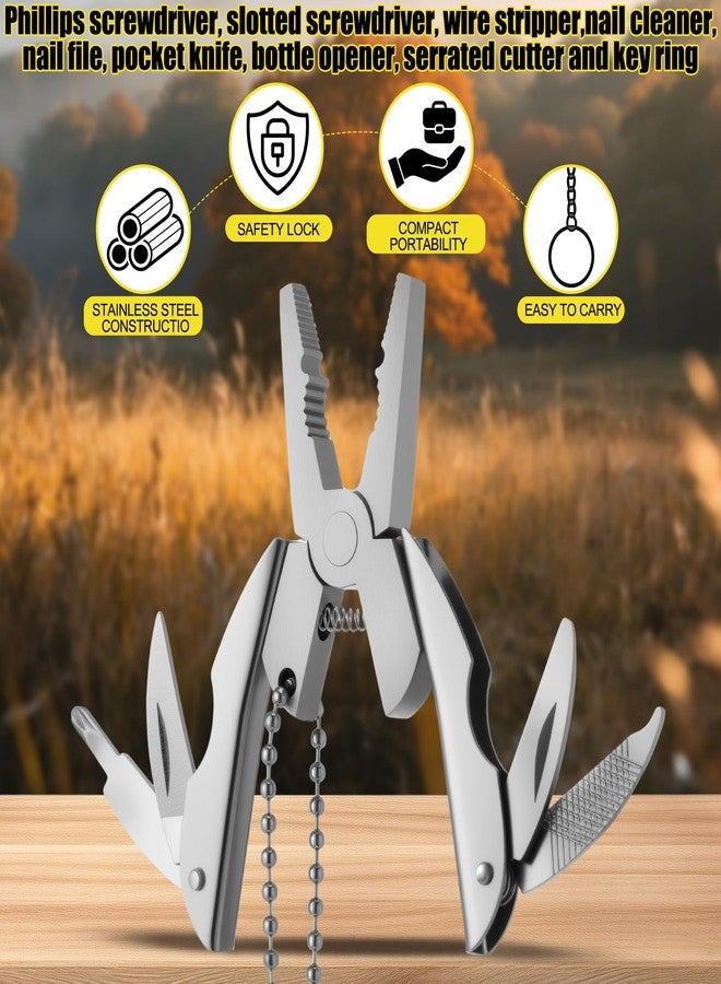 Leriton 12 Pcs Mini Pliers Bulk Christmas Party Favor Gifts for Men Stainless Steel Foldable Wrench Tool Set Compact 6 in 1 Multipurpose Pliers Wrench with Sheath Tool Kit for Stocking Stuffers - Image 3
