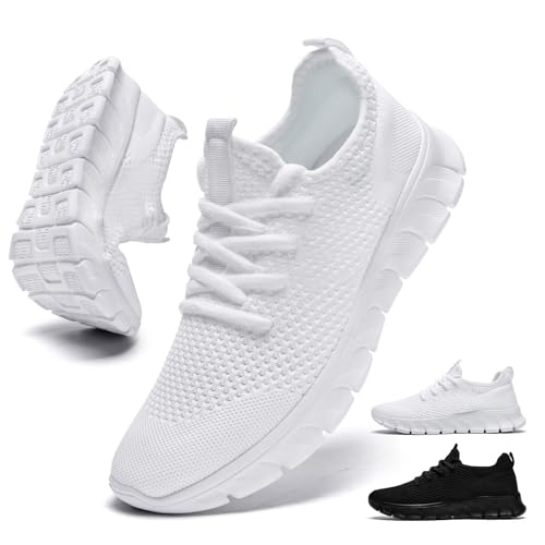 YRLTYO White Sneakers for Women Walking Tennis Running Sneakers Non Slip Gym Workout Athletic Lightweight Comfortable Fashion Sport Mesh Casual Shoe Size 75 - Image 1