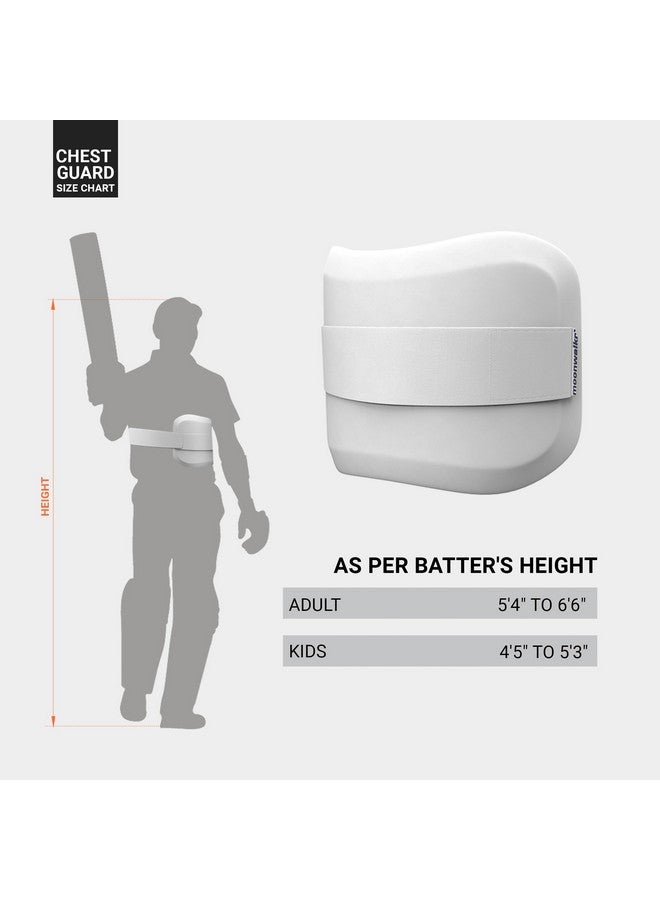 Moonwalkr Chest Guard Cricket For Batter’S Height (5’4”- 6’6”) Protective Gear Chest Protector Cricket Acce ories With Ballistic-Proof Composite Shell & 3-Inch Adjustable Strap For Adult Size White - Image 2