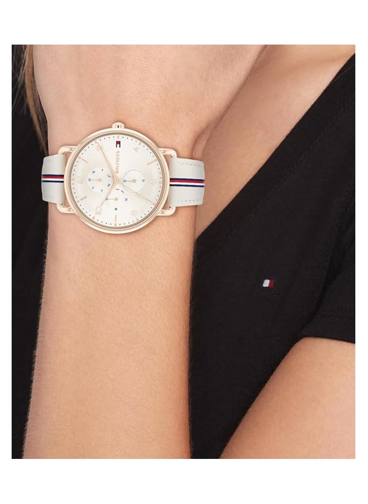 TOMMY HILFIGER TOMMY HILFIGER WOMEN'S BEIGE DIAL BEIGE LEATHER WATCH - 1782659  - Image 4