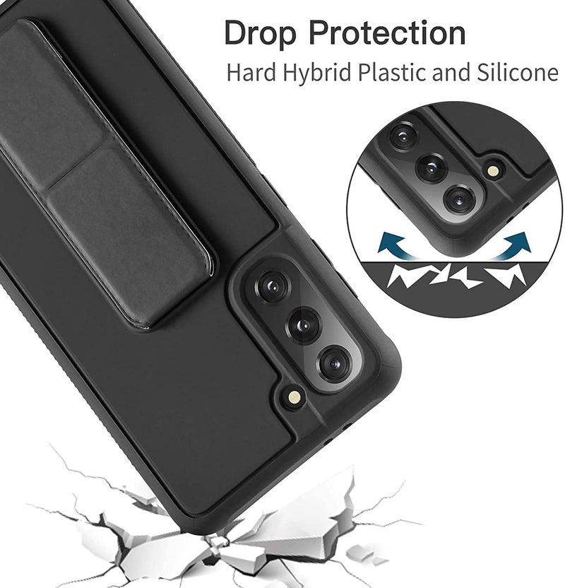 HomePro Ultra Back Hand Grip Leather Cover with Magnet Holder for New Samsung Galaxy S21 (Black) - Image 5
