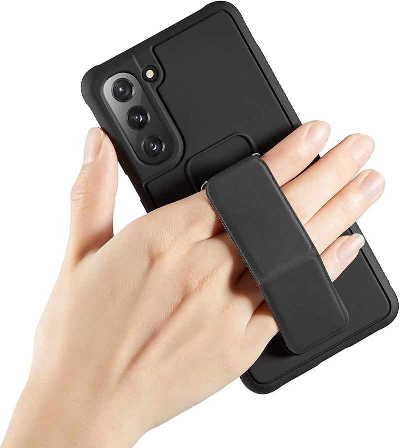 HomePro Ultra Back Hand Grip Leather Cover with Magnet Holder for New Samsung Galaxy S21 (Black) - Image 2