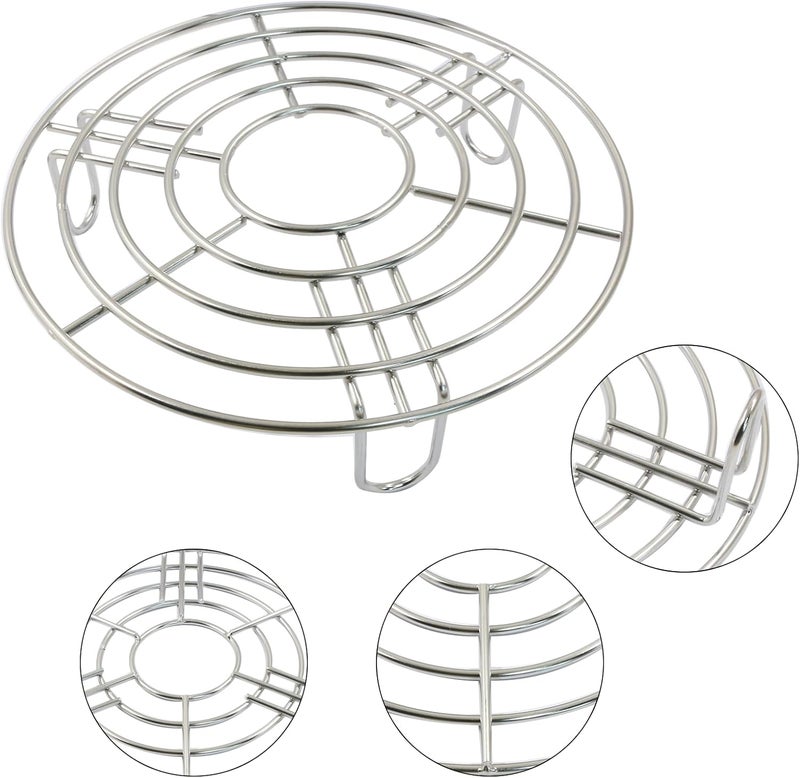 Coufce 3PCS Round Cooling Racks Stainless Steel Steaming Baking Rack Roasting Rack Steamer Rack Fits Air Fryer Stockpot Pressure Cooker Round Cake Pan(9.25",8",6.89") - Image 4