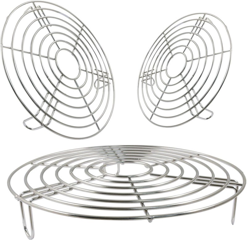 Coufce 3PCS Round Cooling Racks Stainless Steel Steaming Baking Rack Roasting Rack Steamer Rack Fits Air Fryer Stockpot Pressure Cooker Round Cake Pan(9.25",8",6.89") - Image 5