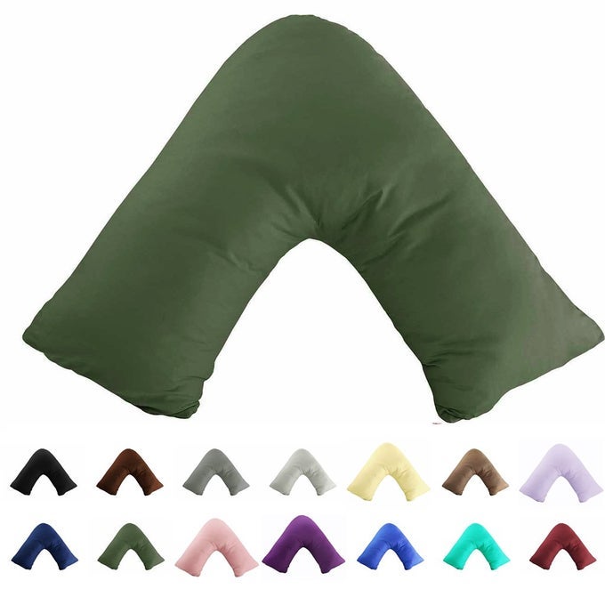 100 COTTON 300 THREAD COUNT SOILD ENVELOPE STYLE V SHAPEDTRIBOOMERANG STANDARD PILLOW CASE CUSHION COVER ONLY COVER NO INSERT OLIVE GREEN
