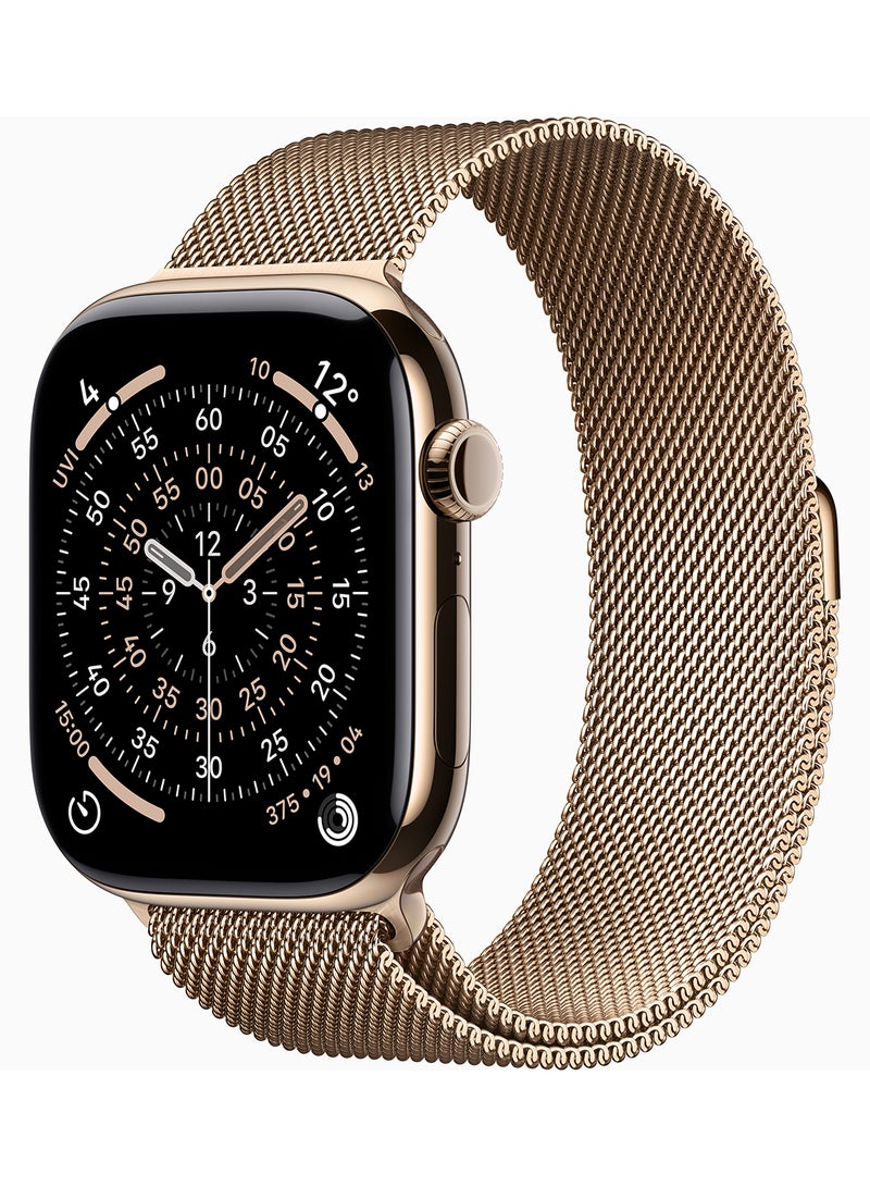 Apple Watch Series 11 GPS + Cellular 46mm (Middle East Version) Gold Titanium Case With Gold Milanese Loop - S/M - Image 1