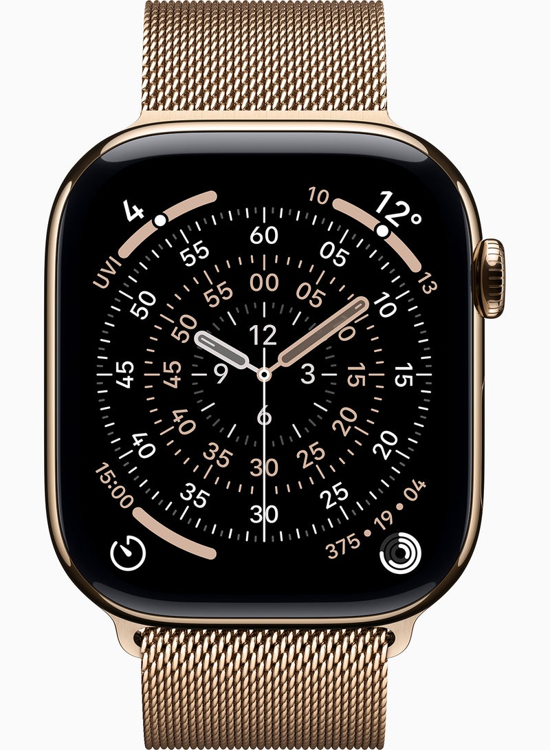 Apple Watch Series 11 GPS + Cellular 46mm (Middle East Version) Gold Titanium Case With Gold Milanese Loop - S/M - Image 2