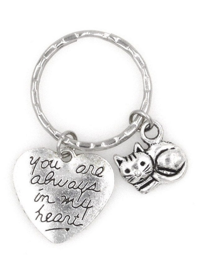 It's All About...You! You Are Always in My Heart Remembrance Bereavement Pet Memorial Sympathy Forever My Friend Gift Keepsake In Memory Reminder Blessed Missing You Loss of Loved One Feline Kitty Cat Keychain 107A - Image 2