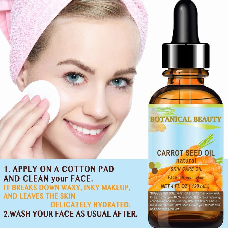 Botanical Beauty CARROT SEED OIL 100 % Natural Cold Pressed Carrier Oil. 2 Fl.oz.- 60 ml. Skin, Body, Hair and Lip Care. "One of the best oils to rejuvenate and regenerate skin tissues.â€ by Botanical Beauty - Image 4