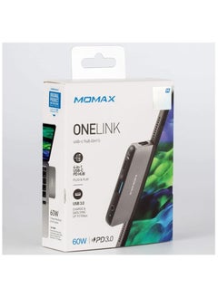 Momax 4-in-1 USB-C PD 60W Hub with 4K HDMI/USB 3.0/Audio port 3.5mm interfaces for iPad Pro/MacBook  - Image 1