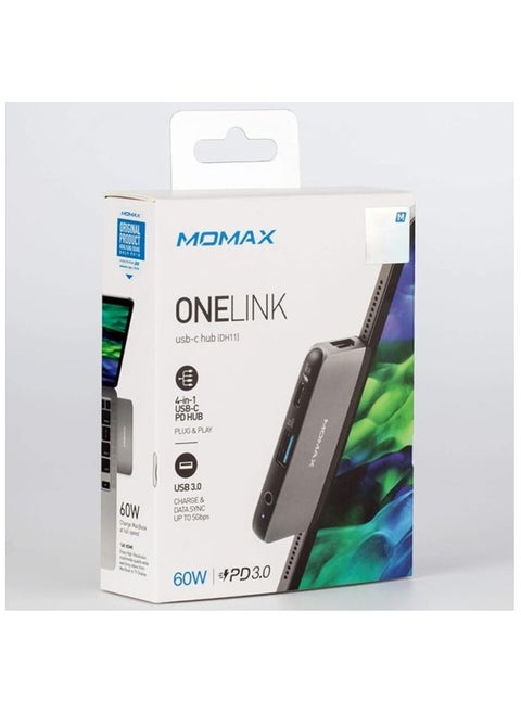 4-in-1 USB-C PD 60W Hub with 4K HDMI/USB 3.0/Audio port 3.5mm interfaces for iPad Pro/MacBook
