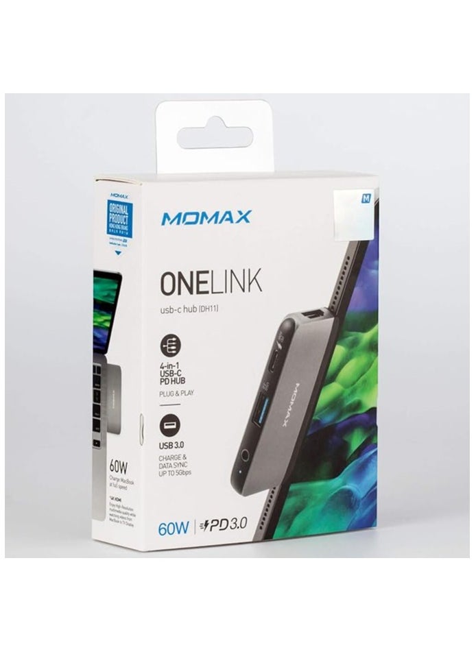 4-in-1 USB-C PD 60W Hub with 4K HDMI/USB 3.0/Audio port 3.5mm interfaces for iPad Pro/MacBook