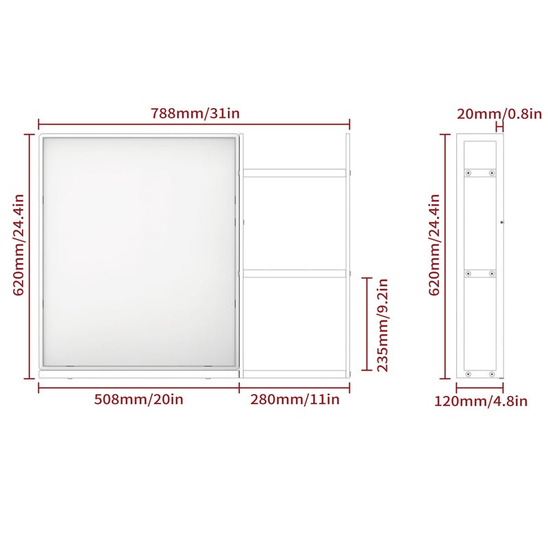 WONSTART Black Metal Framed Bathroom Mirror with Shelf, 24.4 X 31 in Rectangular Wall Mounted Bathroom Vanity Mirror, Modern Bathroom Mirror with Storage for Over Sink, Entryway (Black) - Image 2