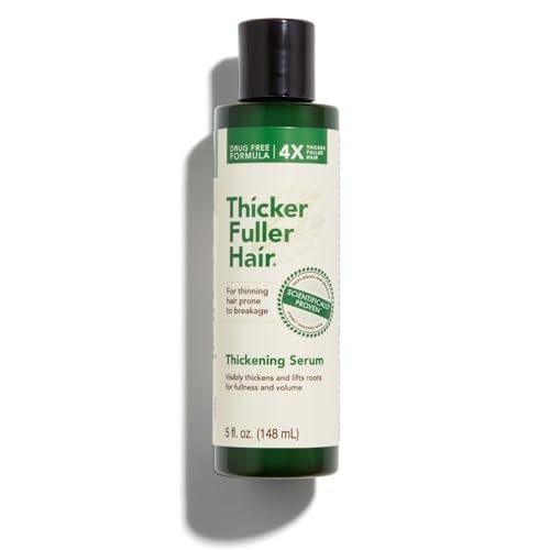 Thicker Fuller Hair Thickening Serum  Thinning Hair Treatment  Hair Volumizer Serum with Natural Ingredients  Fights Breakage  5 oz