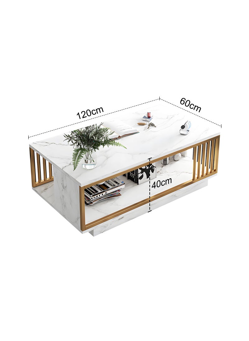 Occuwzz - Coffee table metal frame with storage rack sofa table easy to install large capacity storage central table suitable for home apartment office dormitory - Image 1