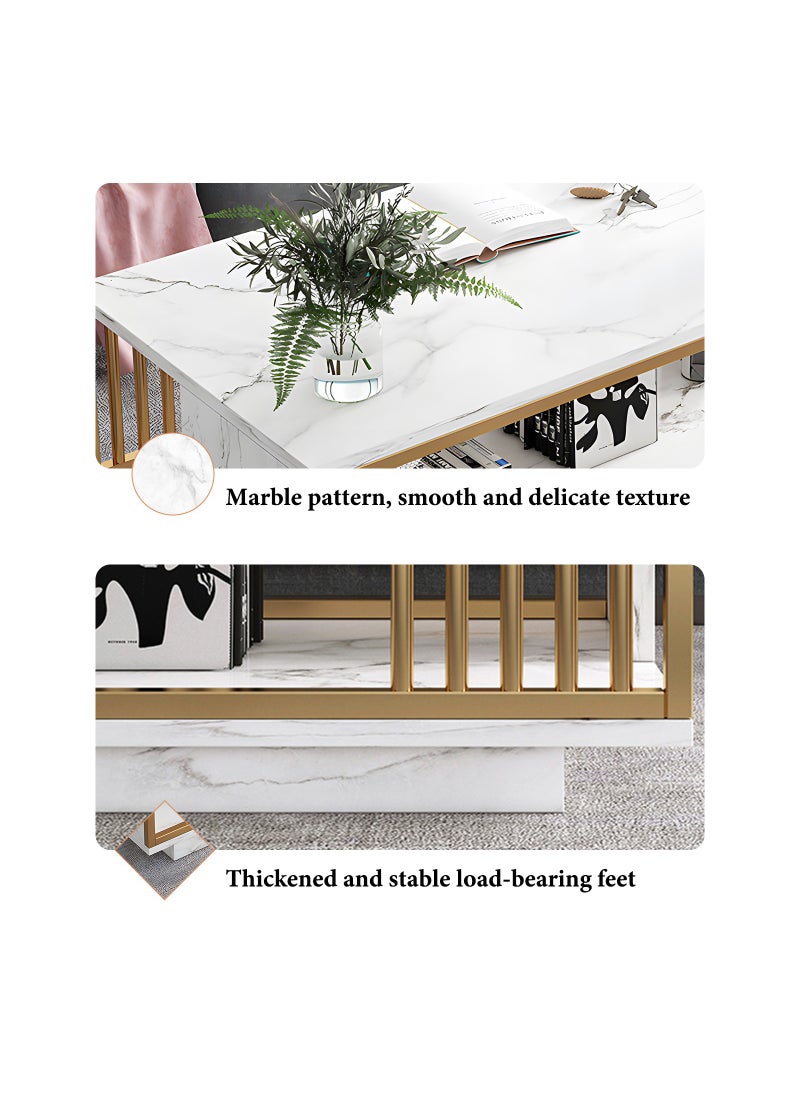 Occuwzz - Coffee table metal frame with storage rack sofa table easy to install large capacity storage central table suitable for home apartment office dormitory - Image 1