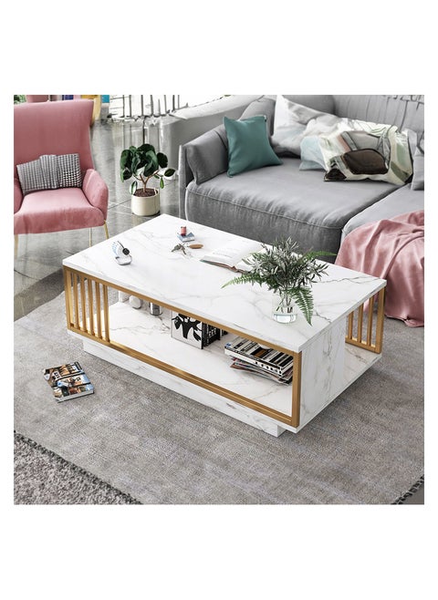 Coffee table metal frame with storage rack sofa table easy to install large capacity storage central table suitable for home apartment office dormitory
