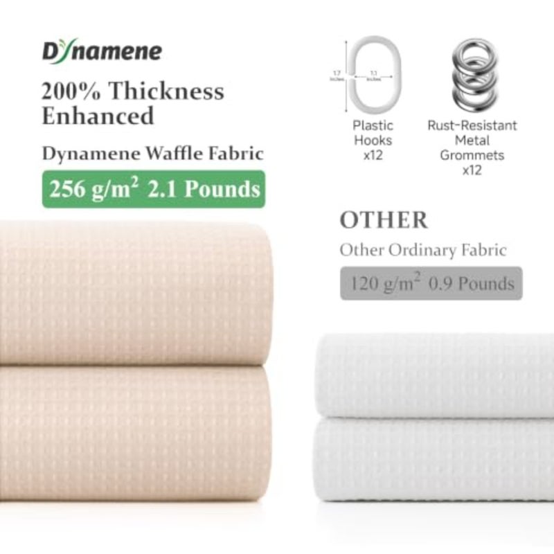 baihuoFabric Shower Curtain - Waffle Weave Textured Heavy Duty Cloth Shower Curtains for Bathroom, 256GSM Hotel Luxury Weighted Bath Curtain Set with 12 Hooks, 72x72 - Image 4