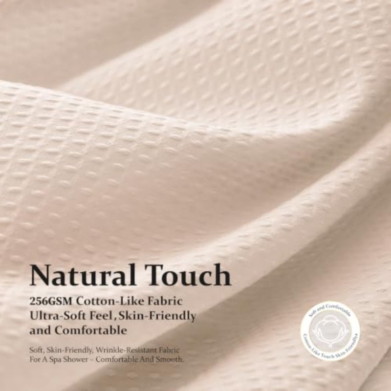 baihuoFabric Shower Curtain - Waffle Weave Textured Heavy Duty Cloth Shower Curtains for Bathroom, 256GSM Hotel Luxury Weighted Bath Curtain Set with 12 Hooks, 72x72 - Image 3