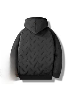 Generic Mens Winter Sherpa Fleece Hooded Jacket Grey  - Image 5