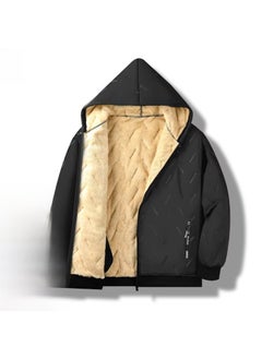 Generic Mens Winter Sherpa Fleece Hooded Jacket Grey  - Image 3