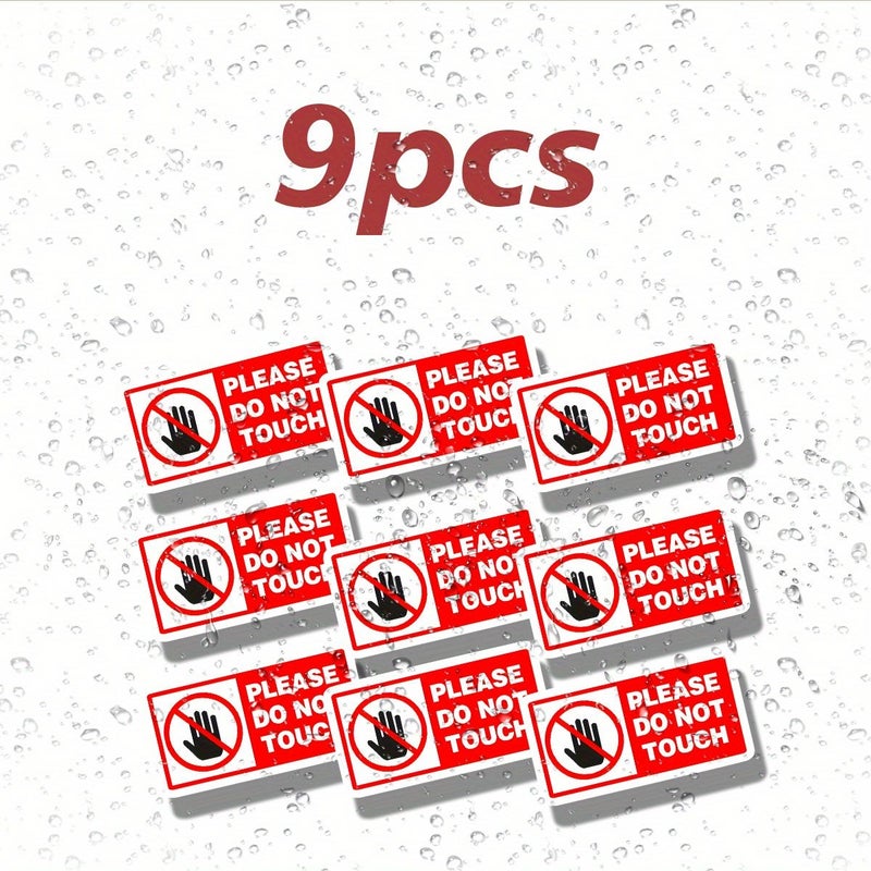 9Pcs Do Not Touch Warning Stickers Self Adhesive Red And White Glossy Vinyl Safety Labels For Machinery Electrical Equipment Lab Offices Prohibition Signs Scratch Resistant - Image 1