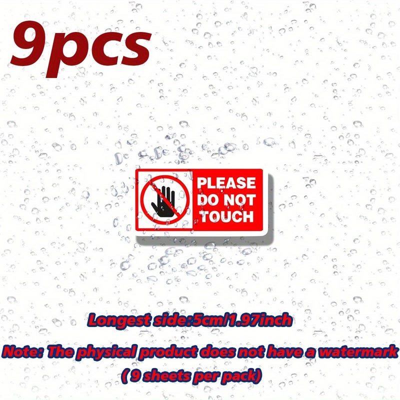 9Pcs Do Not Touch Warning Stickers Self Adhesive Red And White Glossy Vinyl Safety Labels For Machinery Electrical Equipment Lab Offices Prohibition Signs Scratch Resistant - Image 4