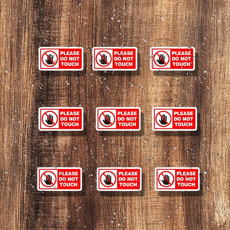 9Pcs Do Not Touch Warning Stickers Self Adhesive Red And White Glossy Vinyl Safety Labels For Machinery Electrical Equipment Lab Offices Prohibition Signs Scratch Resistant - Image 2