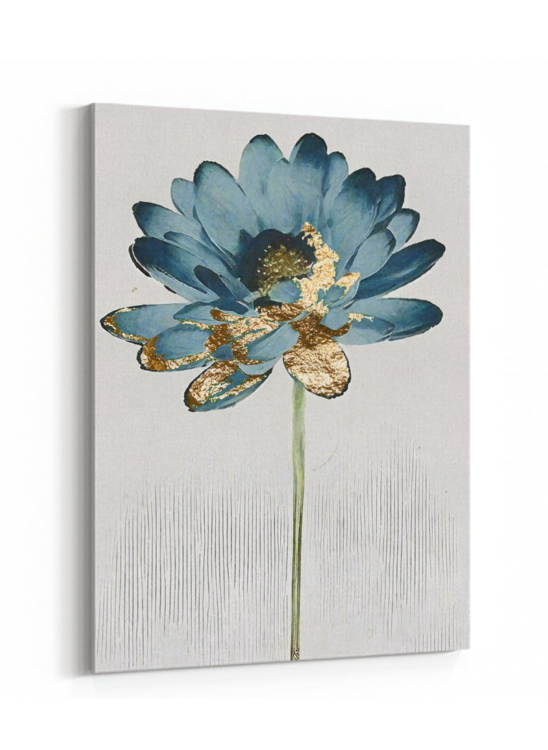 LOWHA Canvas Wall Art Stretched Over Wooden Frame with Blue Flower Abstract Painting  - Image 4