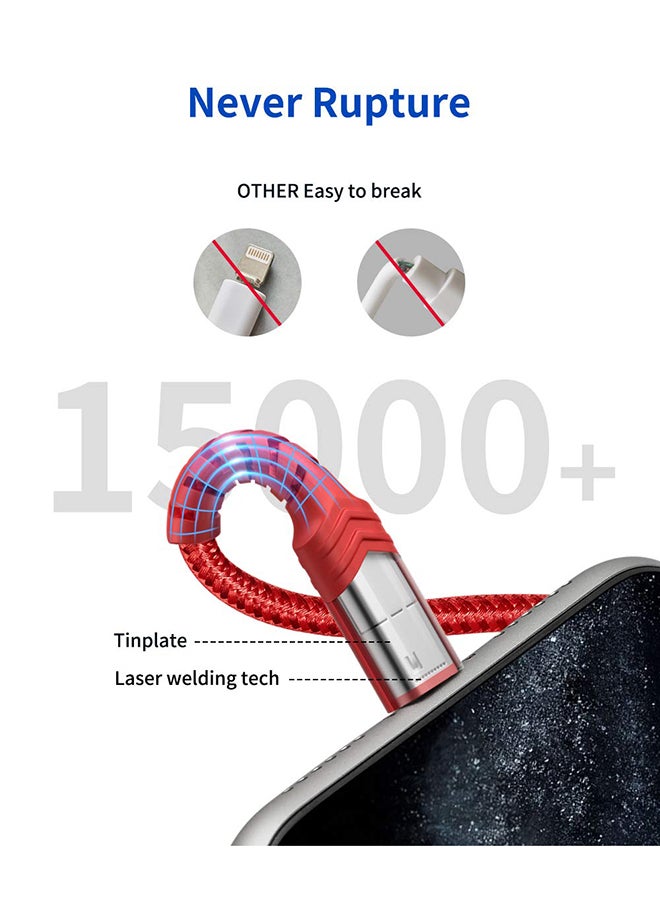 جيسوس كابل MFI بمنفذ US- إلى منفذ لايتينينغ بطول 1.2 متر أحمر - Image 3