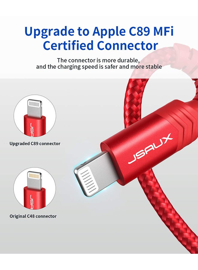 جيسوس كابل MFI بمنفذ US- إلى منفذ لايتينينغ بطول 1.2 متر أحمر - Image 2