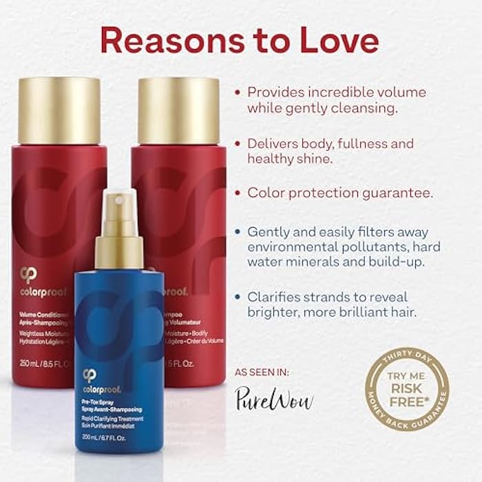 Colorproof Volume Gift Set - Volume Shampoo (8.5 Fl. Oz.), Volume Conditioner (8.5 Fl. Oz.), Pre-Tox Spray (6.7 Fl. Oz.) - Image 4