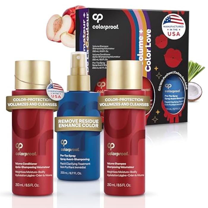 Colorproof Volume Gift Set - Volume Shampoo (8.5 Fl. Oz.), Volume Conditioner (8.5 Fl. Oz.), Pre-Tox Spray (6.7 Fl. Oz.) - Image 1