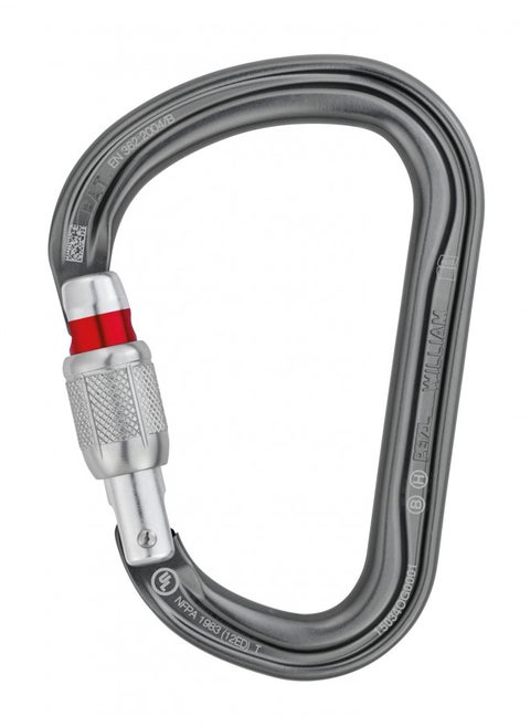 Petzl William Carabiner - Large, Pear-Shaped Locking Carabiner for Belay Stations and Belaying on a Munter Hitch - Screw-Lock
