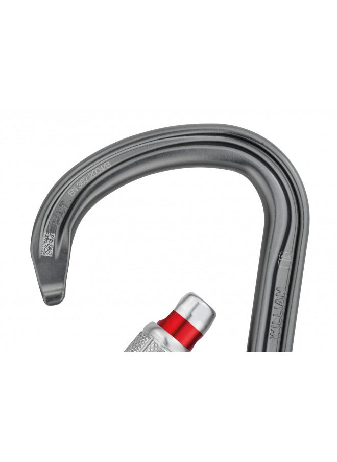 Petzl William Carabiner - Large, Pear-Shaped Locking Carabiner for Belay Stations and Belaying on a Munter Hitch - Screw-Lock