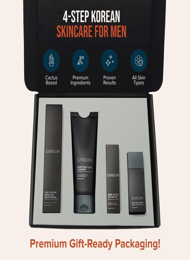 Cardon 4-Step Korean Skincare Gift Set for Men, Anti-Aging Korean Skincare Routine, Cactus-based, All Skin Types, Face Wash, Face Moisturizer with Sunscreen, SPF 30, Night Lotion, Eye Cream (4 CT) - Image 2