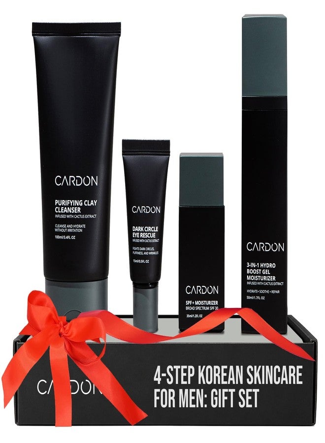 Cardon 4-Step Korean Skincare Gift Set for Men, Anti-Aging Korean Skincare Routine, Cactus-based, All Skin Types, Face Wash, Face Moisturizer with Sunscreen, SPF 30, Night Lotion, Eye Cream (4 CT) - Image 1