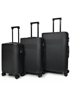 MORANO MORANO Hard-Side Luggage Set for Unisex Lightweight 4 Double Wheeled Suitcase with Built-In Type Lock (Set of 3 Pcs,Black)  - Image 2