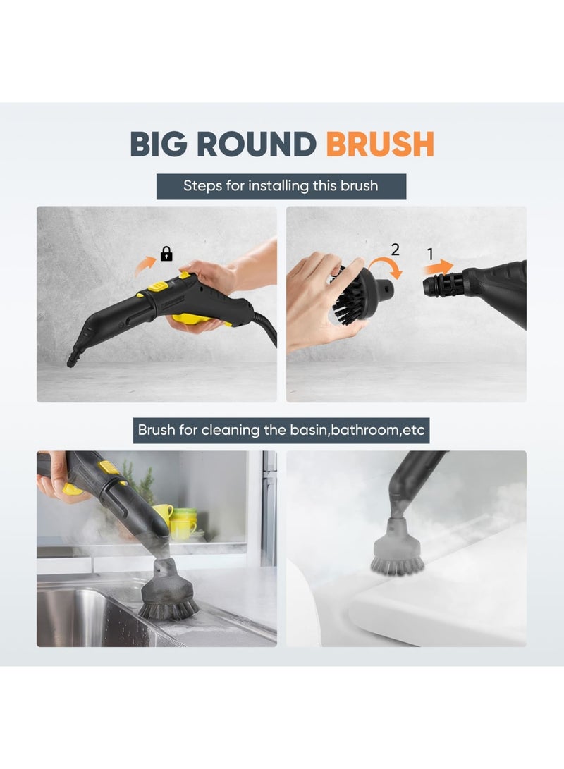 Barakah 12 PCS Round Brush and Nozzle Set Compatible with Karcher Steam Cleaner SC1 SC2 SC3 SC4 SC5 SC7 CTK10 CTK20, Steam Cleaning Large Round Brush and Black Nozzle for Efficient Deep Cleaning (Black) - Image 3