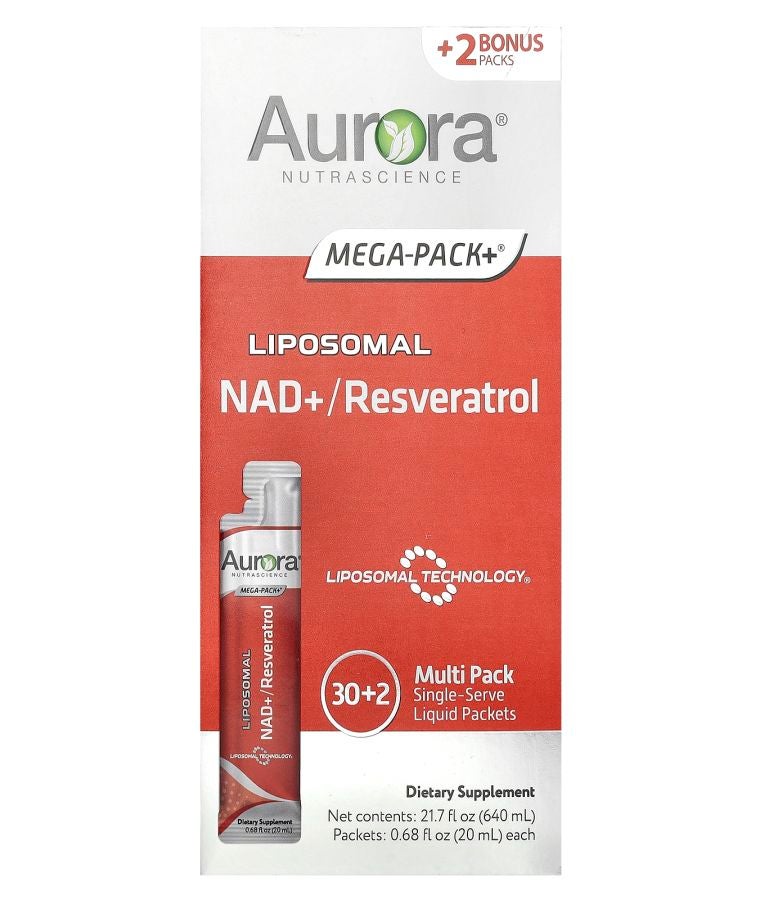 Aurora Nutrascience Liposomal NAD+/Resveratrol 32 Packets 0.68 fl oz (20 ml) Each