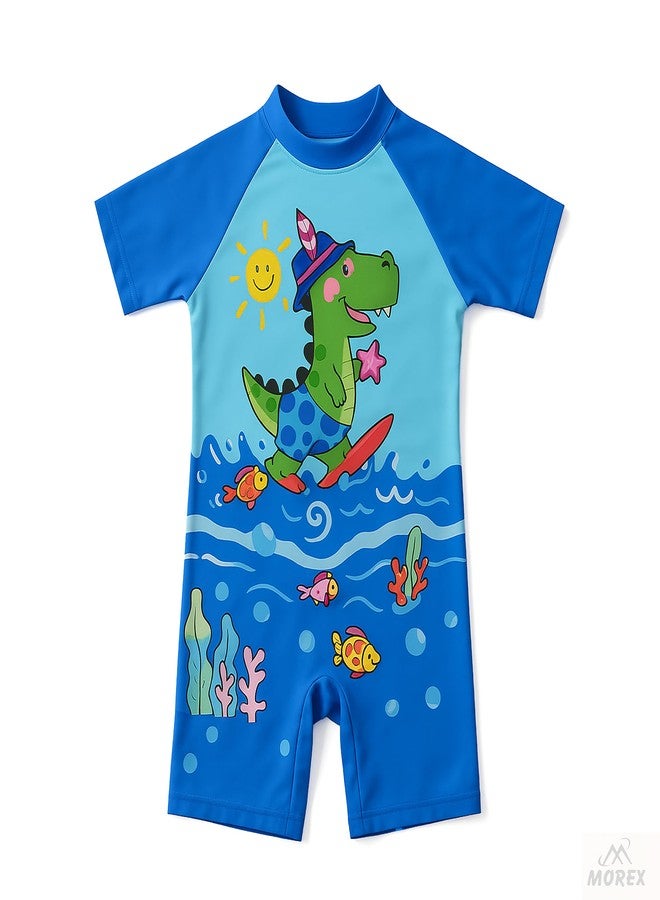 DRAUSS Morex Kids One-Piece Printed Swimsuit | Poly Spandex Quick-Dry Swimwear with UV Protection & Zipper | Soft Stretchable Swimming Costume for Boys & Girls (3-4 Y_Blue) - Image 4